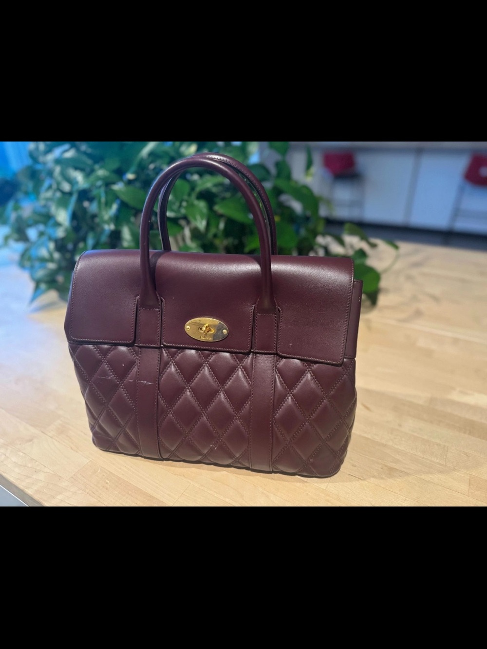 Mulberry Quilted Satchel in Deep Burgundy